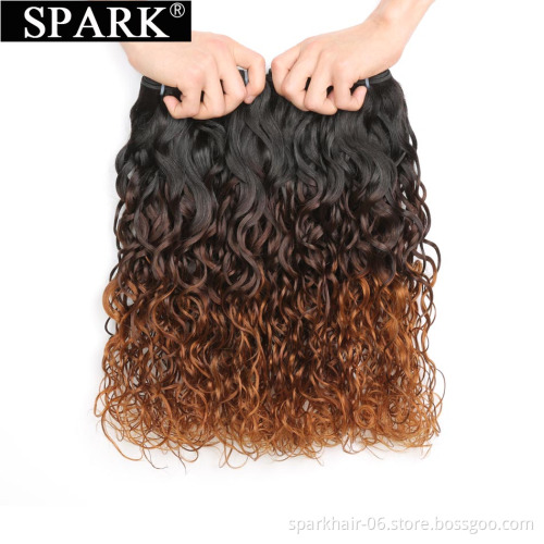 SPARK 8A water wave hair flat weft natural black virgin filipino hair 3 bundles with closures free sample hair bundles